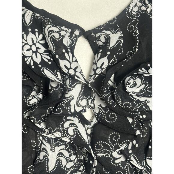 Sunny Leigh Women’s Top Black White Frilly Ruffled Feminine Girl Top Size (S) - Picture 7 of 16